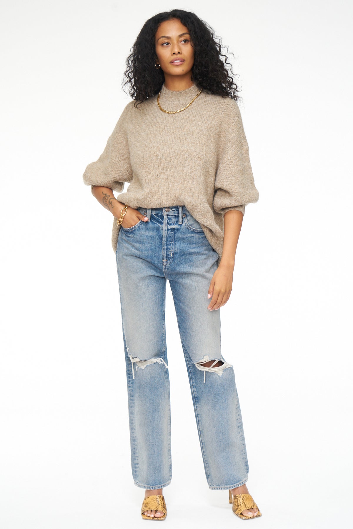 Carlen Mock Neck Sweater - Taupe
            
              Sale